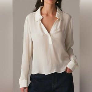 J.Crew Bungalow popover shirt in crepe de chine in ivory
